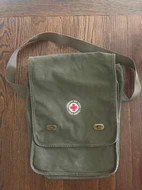 American Red Cross Olive Green Canvas Shoulder Bag